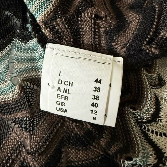 Missoni Black Open Knit Wool Sweater Dress with Chevron Trim Size IT 44 US 8 - Picture 9 of 11